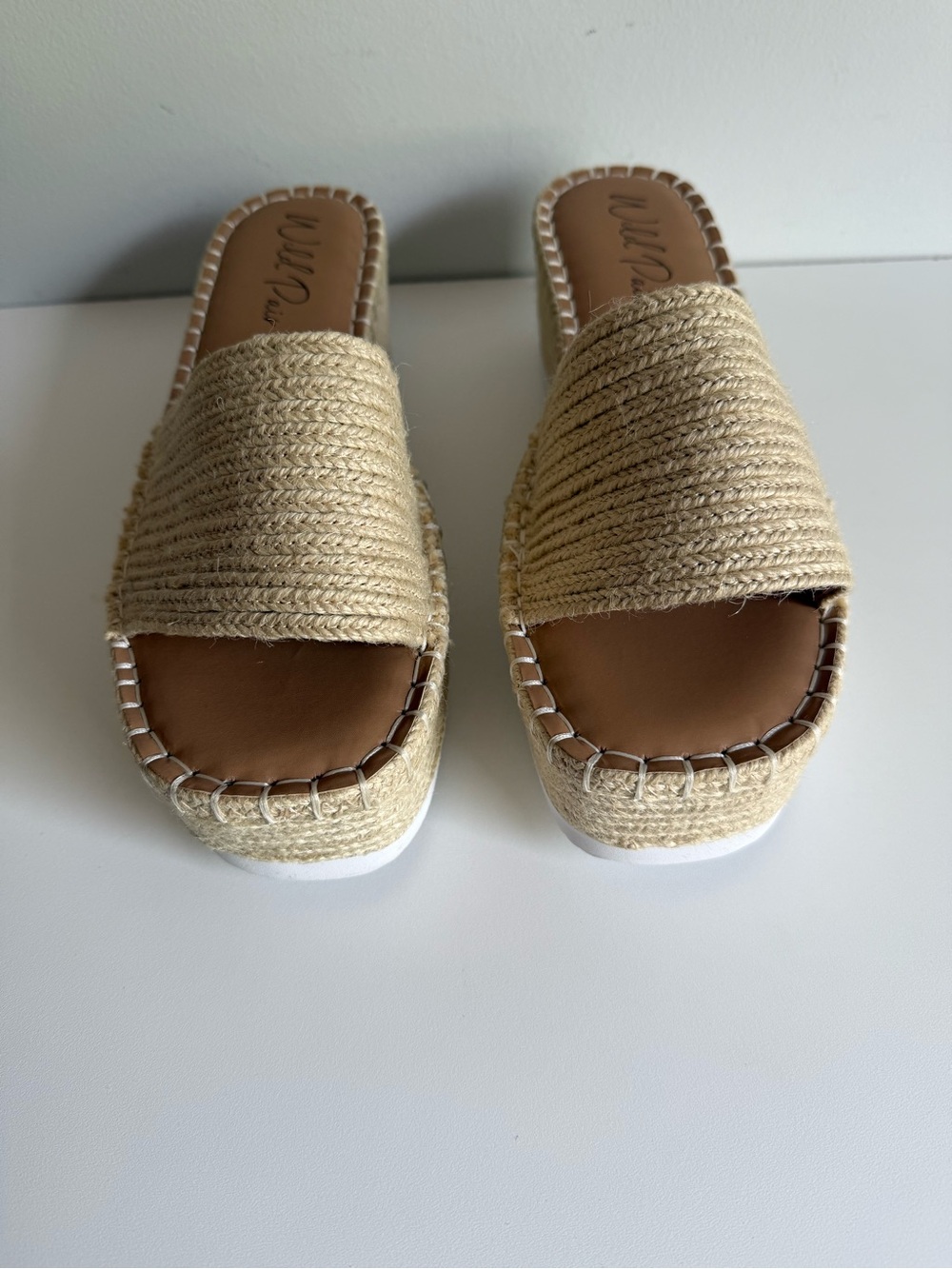 WILD PAIR Shermer Slide Platform Wedge Espadrille Sandals in Natural SZ 9.5 NEW